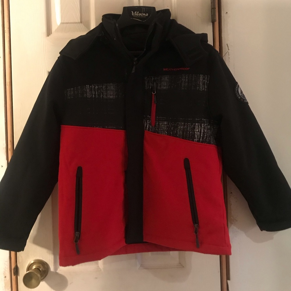 Black and red coat